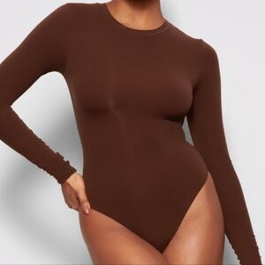 Skims Fits Everybody Long Sleeve Bodysuit In Cocoa Sz 2X